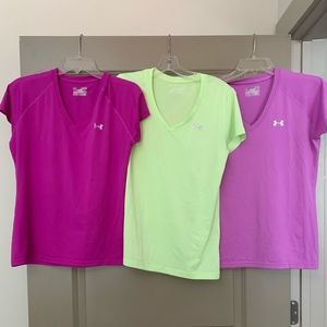 THREE Under Armour V neck Tees